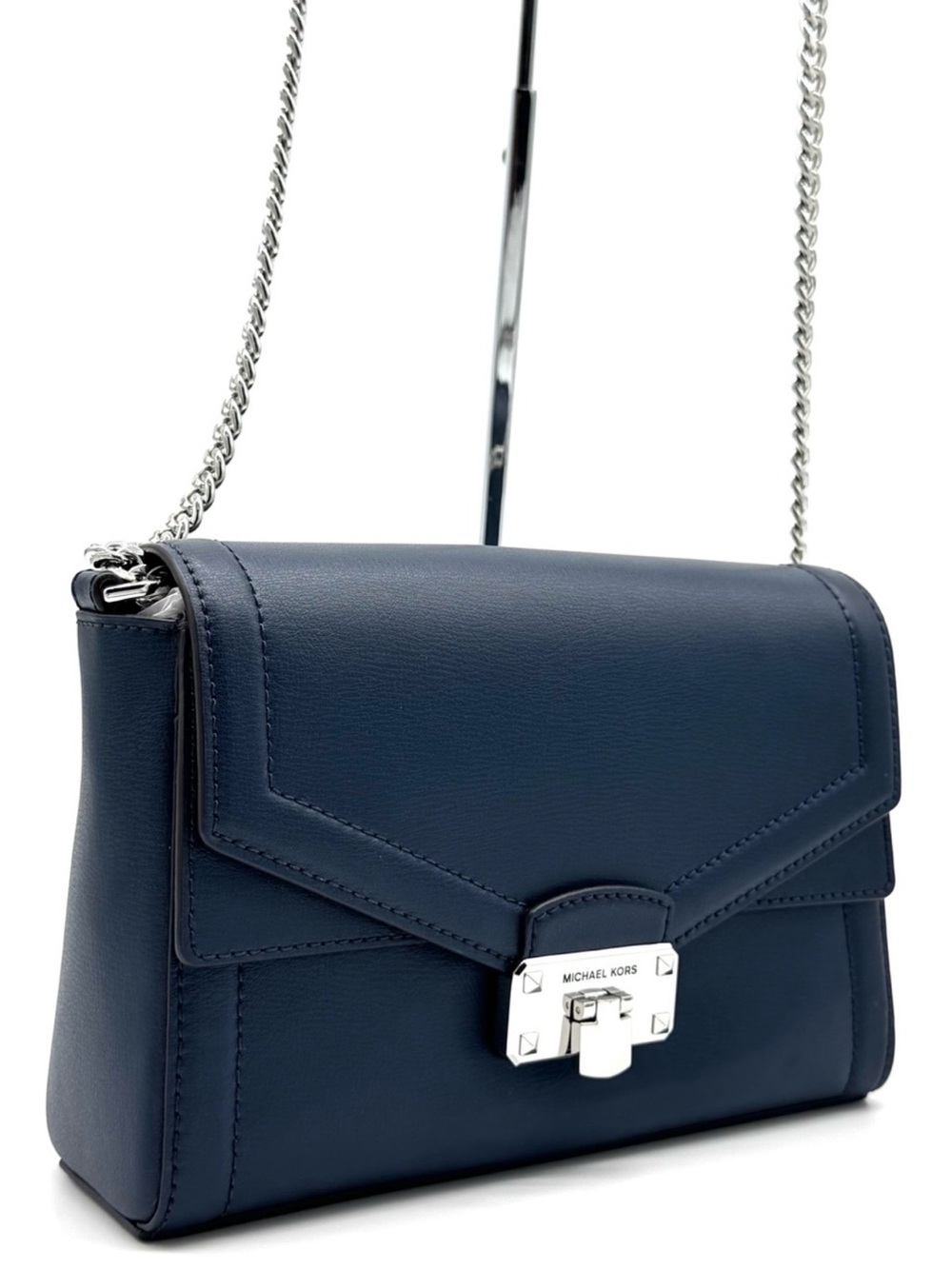Michael Kors Kinsley Medium Shoulder Flap Crossbody Bag Navy Blue